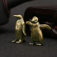1 pairs Handmade pure copper penguin antique decorative handicraft collection picture