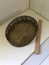 Vintage Solid Brass Reticulated High Wall Oval Serving Trays 10.75
