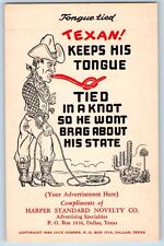 Dallas Texas Postcard Tongue Tied  Brag State Advertising c1940 Vintage Antique picture