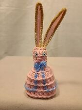 Vintage kitch Crochet Easter Bunny Rabbit decoration Pink AS IS picture