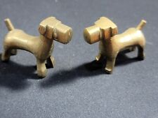 2 Vintage Antique Solid Brass Schnauzer Terrier Dogs China 2 1/4