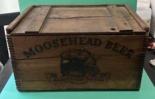 Vintage MOOSEHEAD BEER Canadian Lager Wooden Beer Crate Box Sliding Lid & LINER picture