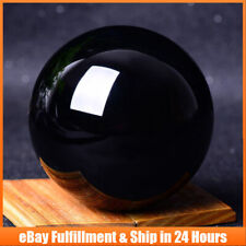 100MM Large Natural Black Obsidian Quartz Ball Gemstone Crystal Sphere W/ Stand picture