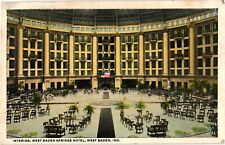 Interior West Baden Springs Hotel West Baden IN White Border Postcard 1919 picture