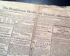 Very Rare 18th Century PHILADELPHIA PA Pennsylvania 1786 Post Rev. War Newspaper picture