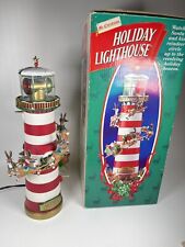 Vintage 1996 Mr. Christmas Holiday Lighthouse Santa with Revolving Reindeer  picture