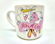 Vintage “Its A Girl” Pelican New Born Ceramic Mug Cup Coffee Tea Gift Pink White picture