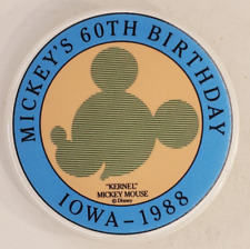 Vintage 1988 Kernel Mickeys 60th Birthday Pinback Button Iowa Walt Disney picture