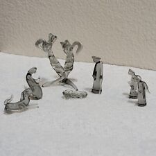 Vintage Miniature  / Micro Grey Glass 7 Piece Nativity Scene Christmas picture