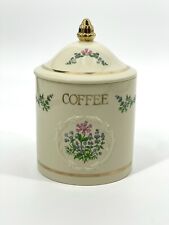 1993 Lenox Spice Garden COFFEE Porcelain Lidded Kitchen Canister Botanical picture