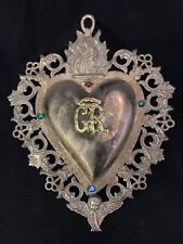 Ex Sharp Heart Sacred 9 1/8x7 1/8in Chiseled by Hand Foil Antique Brass picture