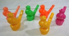Vintage Hard Plastic Bird on Stump Whistle Childrens Toy Lot of 6 SN picture