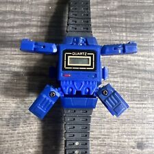 1980s Vintage Transformer Robot LCD Quartz Transformer Wristwatch BLUE Need Batt picture