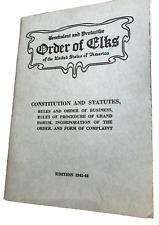 1943-44 Edition Order of Elks Constitution and Statutes 167 pages picture