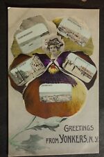 multi-view Greetings from Yonkers, NY NEW YORK postcard pmk 1908 picture