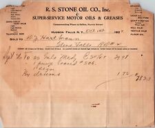c1927 R.S. Stone Motor Oils & Greases Hudson Falls New York NY Billhead Antique picture