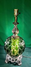 Vintage Mid Century modern retro 3 way Green Globe Glass  Table Lamp picture