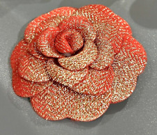NEW GIFT Holiday Red & Gold Thread Rare Sticker CAMELLIA FLOWER picture