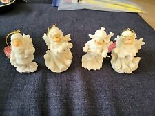 Finish It Snow Folk Angel With Lyre Resin Christmas Ornament Tag 2003 Lot  Of 4 picture