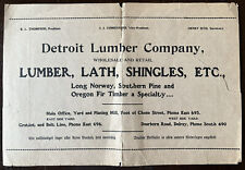 1907 DETROIT LUMBER COMPANY BACKSIDE IN GERMAN, LUMBER, LATH AND SHINGLES picture