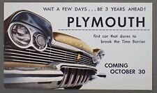 Vintage Advertising Postcard 1950’s Plymouth Unused picture