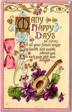 VINTAGE POSTCARD MANY HAPPY DAYS MUSICAL BOW MAILED WAYMART P.A. [RARE POSTMARK] picture
