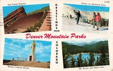Denver Colorado, Greetings, Mountain Parks Multi View, Vintage Postcard picture