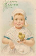 EASTER - Chick On Child's Hand A Happy Easter Postcard - udb - 1906 picture