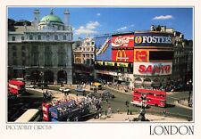 Postcard Piccadilly Circus London Signs Foster's Coca Cola Double Decker Bus picture
