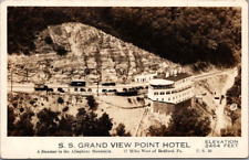 RPPC Grand Viewpoint Hotel Steamer Aerial Lincoln Hwy Greyhound Cars Gas Station picture