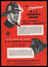 1947 MSA Winter Lining Fireman's Helmet Mine Safety Appliances Vintage Print Ad picture