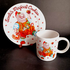 Santas Magical Cookies Plate and Coffee Mug  Set Sakura  Carol Ann Johnson 7.5