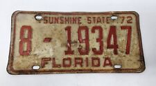 Vintage 1972 Steel License Plate Sunshine State Florida picture