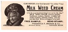 c1880s Ingrams Milk Weed Cream Skincare Beauty Detroit MI Antique Art Print Ad picture