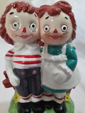 Vintage 1970s Raggedy Ann And Andy Music Box Porcelain Plays Love Story Works picture