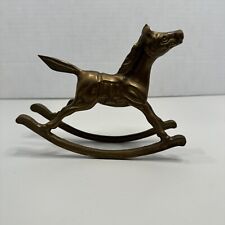 Brass Horse Vintage Solid Mid Century Brass Rocking Horse Figurine picture