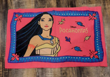 VTG Disney Pocahontas Leaves Pillow Case Flannel Cotton Standard Red Pillowcase picture