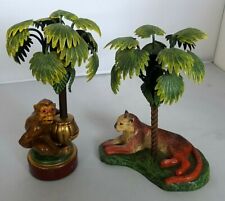 TWO PETITES CHOSES CANDLE STICKS MONKEY AND THE COUGAR MADE IN USA picture