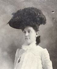 Providence RI Beautiful Young Woman Antique Large Hat Cabinet Card Vintage Photo picture