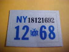 1968 new york license plate registration stickers picture