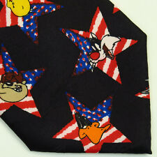 Vintage Looney Tunes Mania 1996 Mens Neck Tie American Flag Stars 58 x 4   picture
