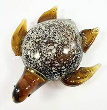 Art Glass Sea Turtle Brown Glass Paper Weight  picture