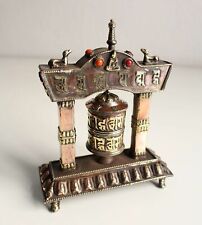 Om Mani Copper Prayer Wheel in a Potala Palace Design Metal Frame PW45 picture