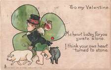 c1906 Raphael Tuck Signed Curtis Pigs Shamrock Bow Arrow Valentines Day P465 picture