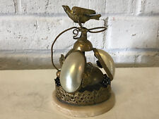 Antique Victorian Era Gilt Metal Dinner Bell w/ Bird Grape & Shell Decoration picture