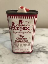 VINTAGE 1960'S METAL ARTEX TIP CLEANER OIL CAN EMPTY WITH GREAT GRAPHICS picture