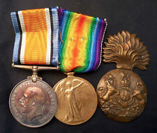 WW1 BRITISH WAR & VICTORY MEDALS, ROYAL SCOTS FUSILIERS, EDINBURGH, WIA 1918 X 2 picture