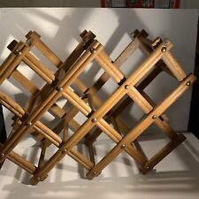 Vintage Solid Wood Wine Rack ~Brass Studs~8 Bottle~Collapsable~Choice MCM~Japan picture