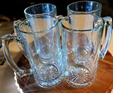 Clear Glass Mugs with Knurled Handle 28 Ounce SET OF 4. 7