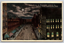 Postcard Essex Street by Moonlight, Everett Mill Lawrence MA Posted Jun 15, 1914 picture